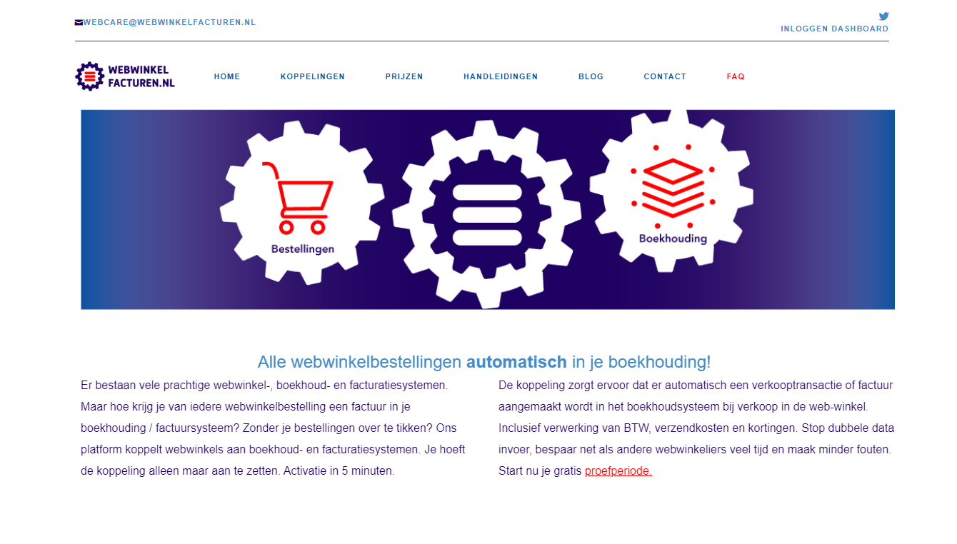 Webwinkelfacturen interface